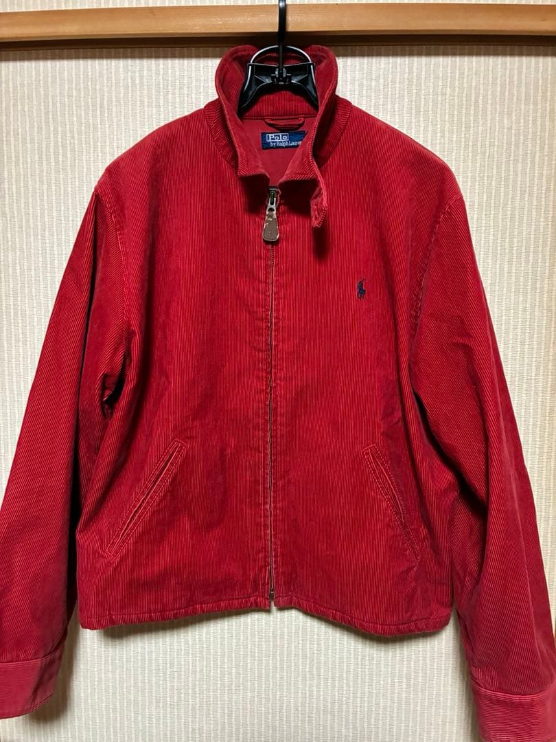 レア　　ラルフローレン　レッド コーデュロイ ジップアップジャケット