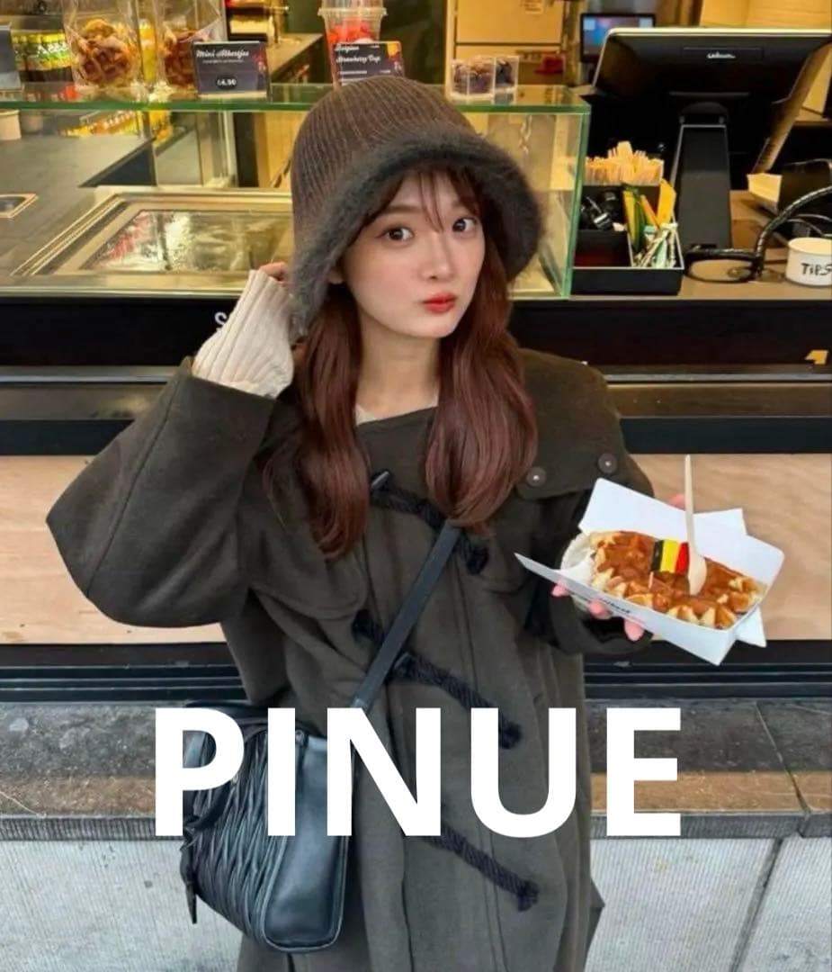 ピヌエ　PINUE ロングダッフルコート　チャコール♡