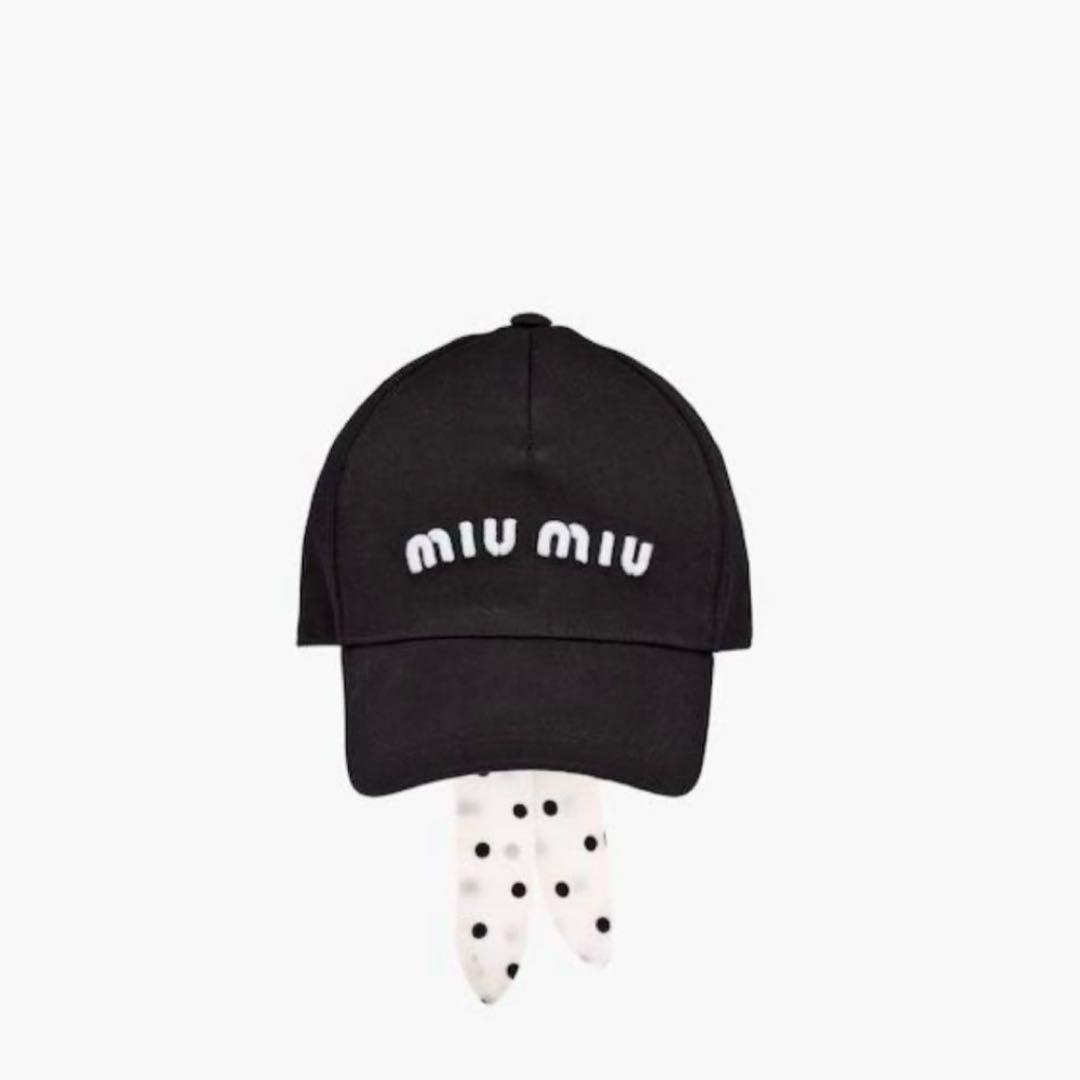 完売　未使用　miumiu ミュウミュウ　ベースボールキャップ　ブラック　リボン