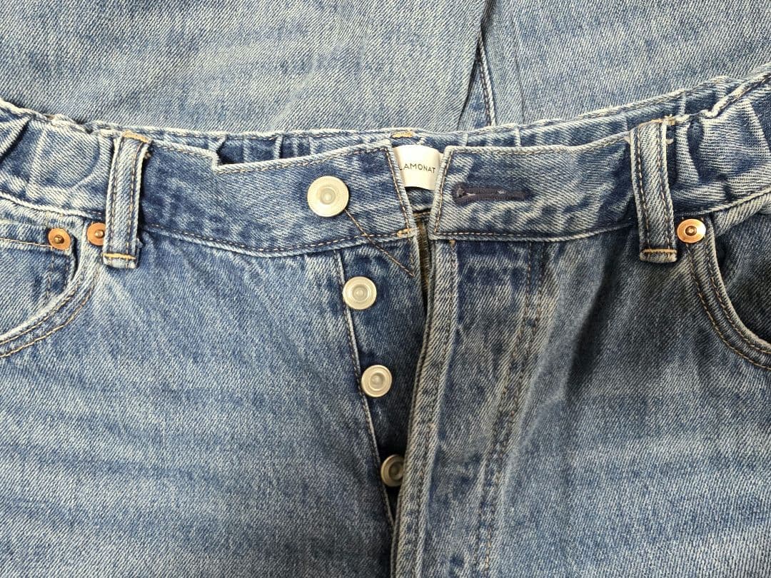 12/25まで値下げ【美品】ソラモナ5Pルーズ　ストレートイージーデニムパンツL
