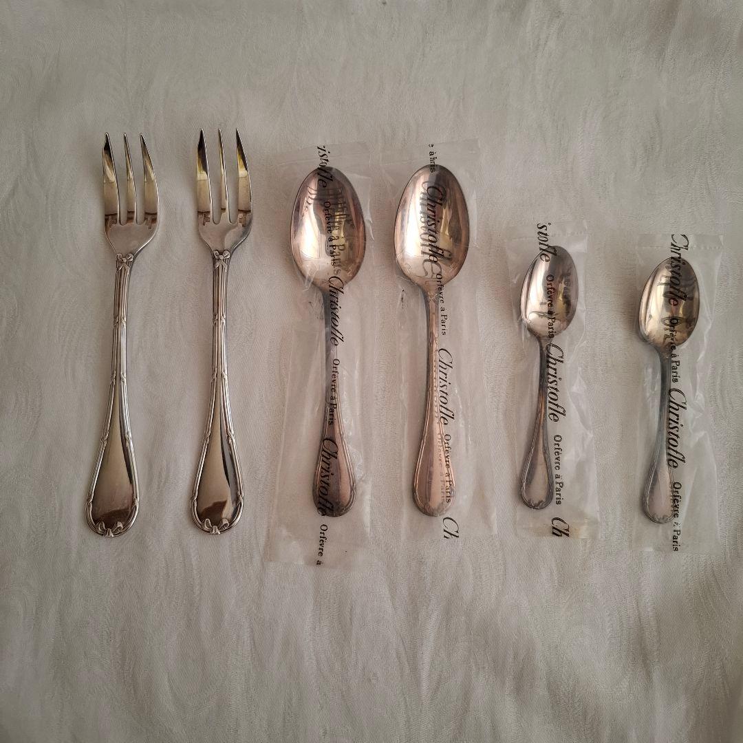 【美品】クリストフル　リュバン　フォーク コーヒーデミタススプーン 6点