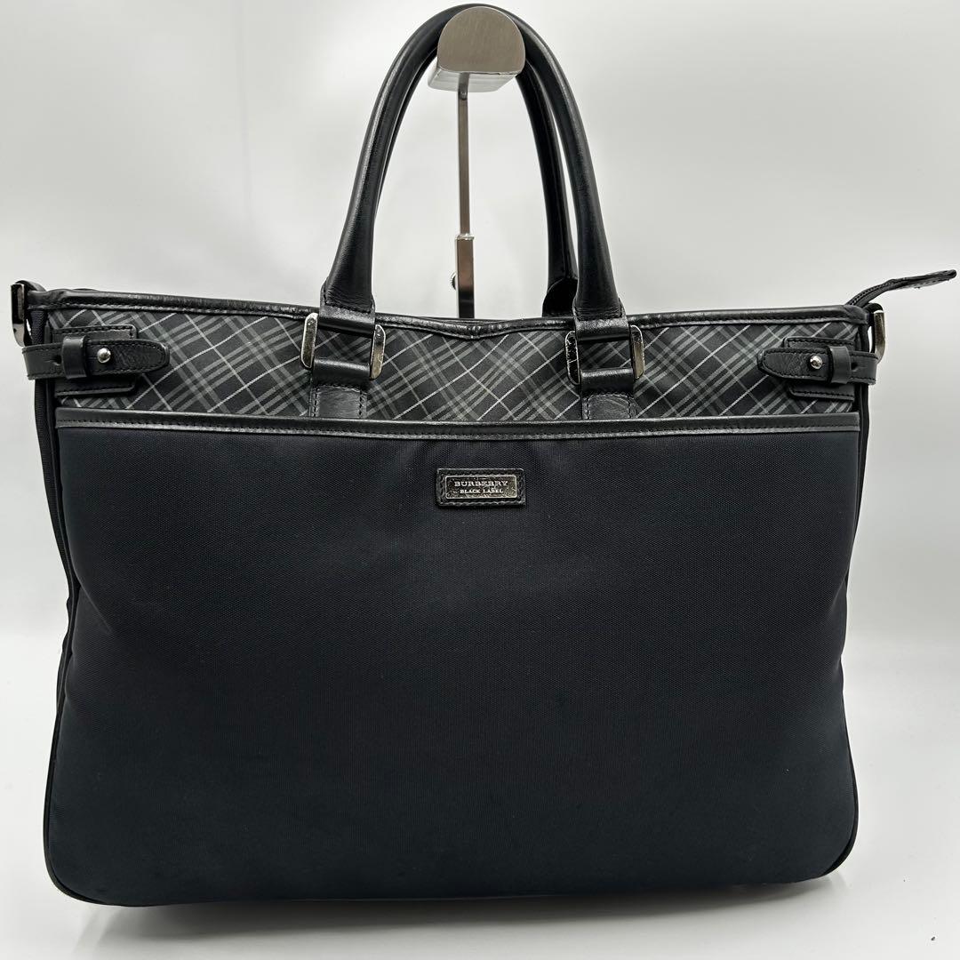 バーバリーブラックレーベル ビジネスバッグA4可　2way チェック　黒