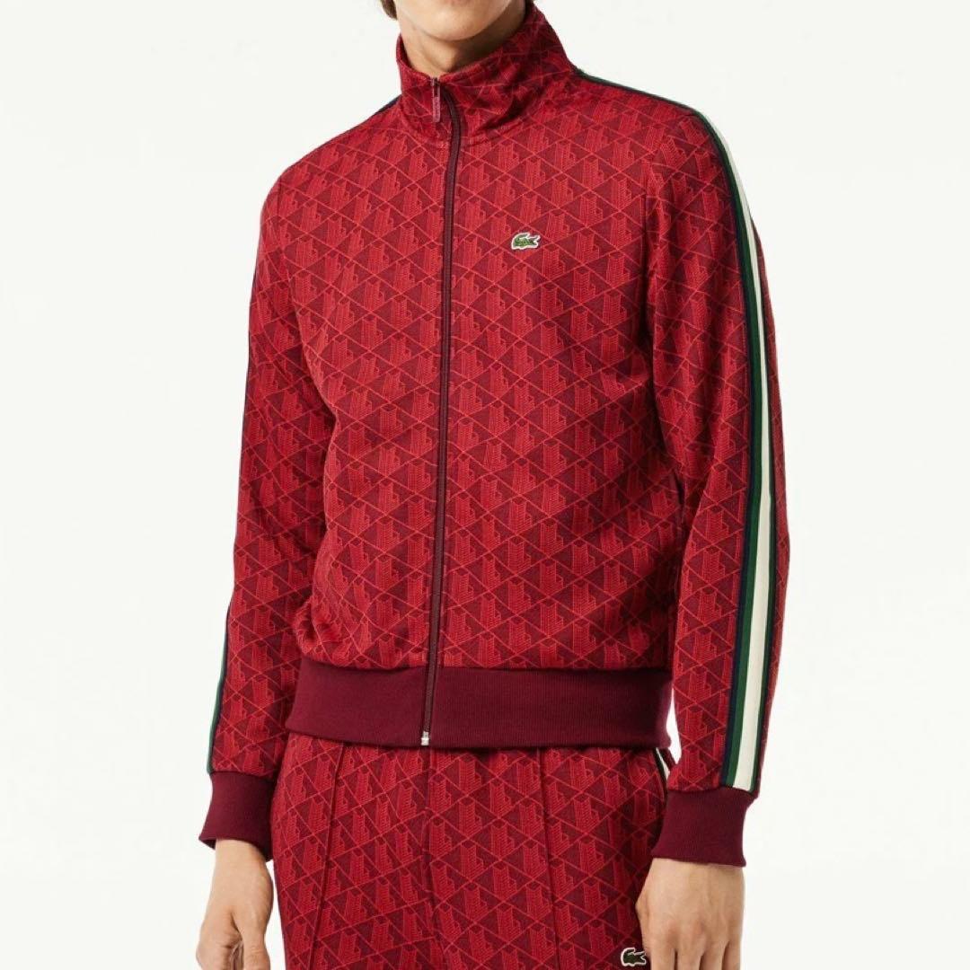 ラコステ　LACOSTE モノグラムジャカードトラックジャケット　M 赤