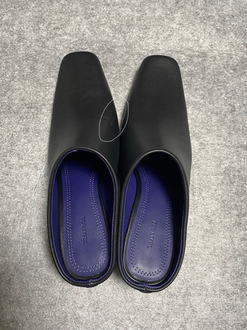 訳あり　TODAYFUL squaretoe leather sabot