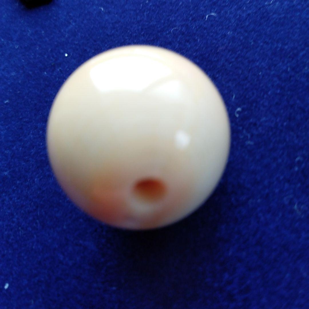 鯨歯　マッコウクジラ　牙玉　ルース　約21.5㎜　片穴約3.5㎜