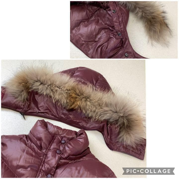 【美品】FRED PERRY ファー フード ダウン ジャケット ボルドー