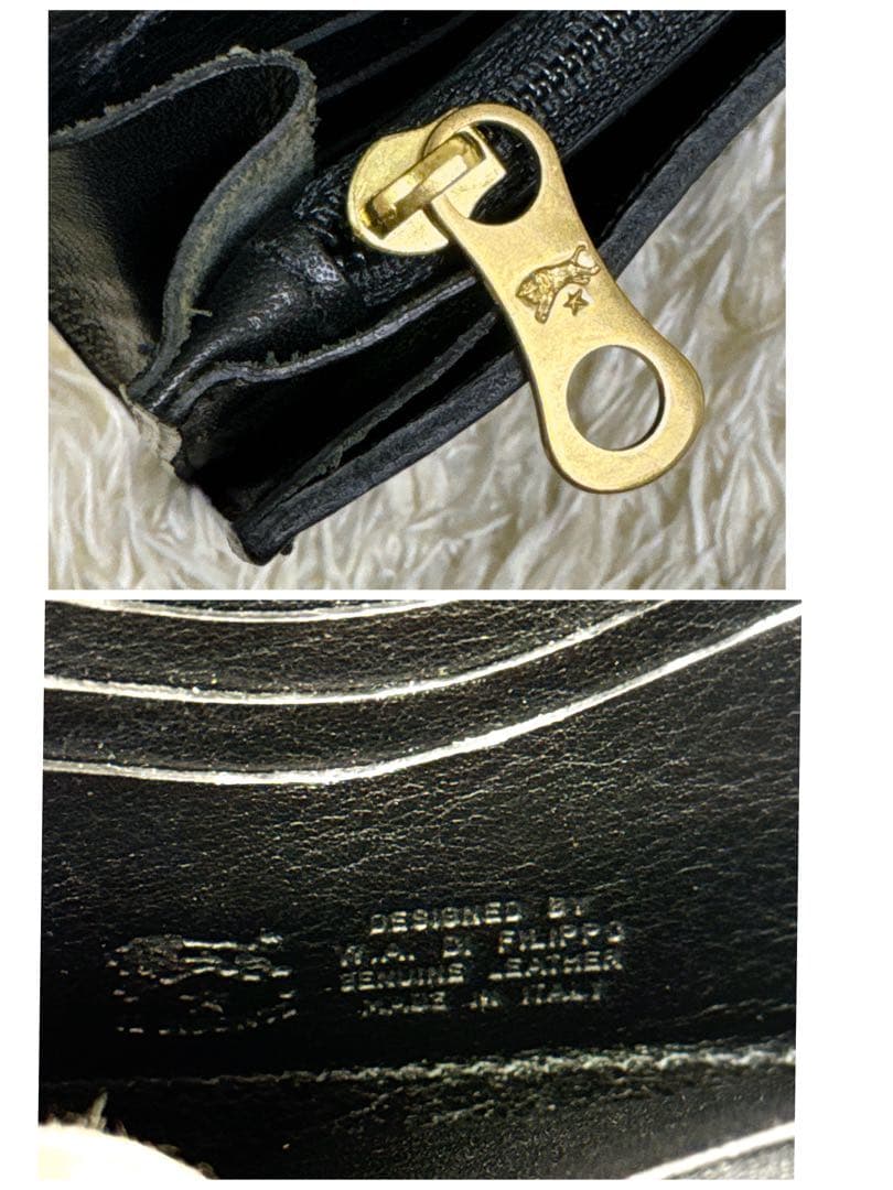 希少デザイン新品✨イルビゾンテ　ロゴ　ゴールド金具　外ファスナー　黒　長財布