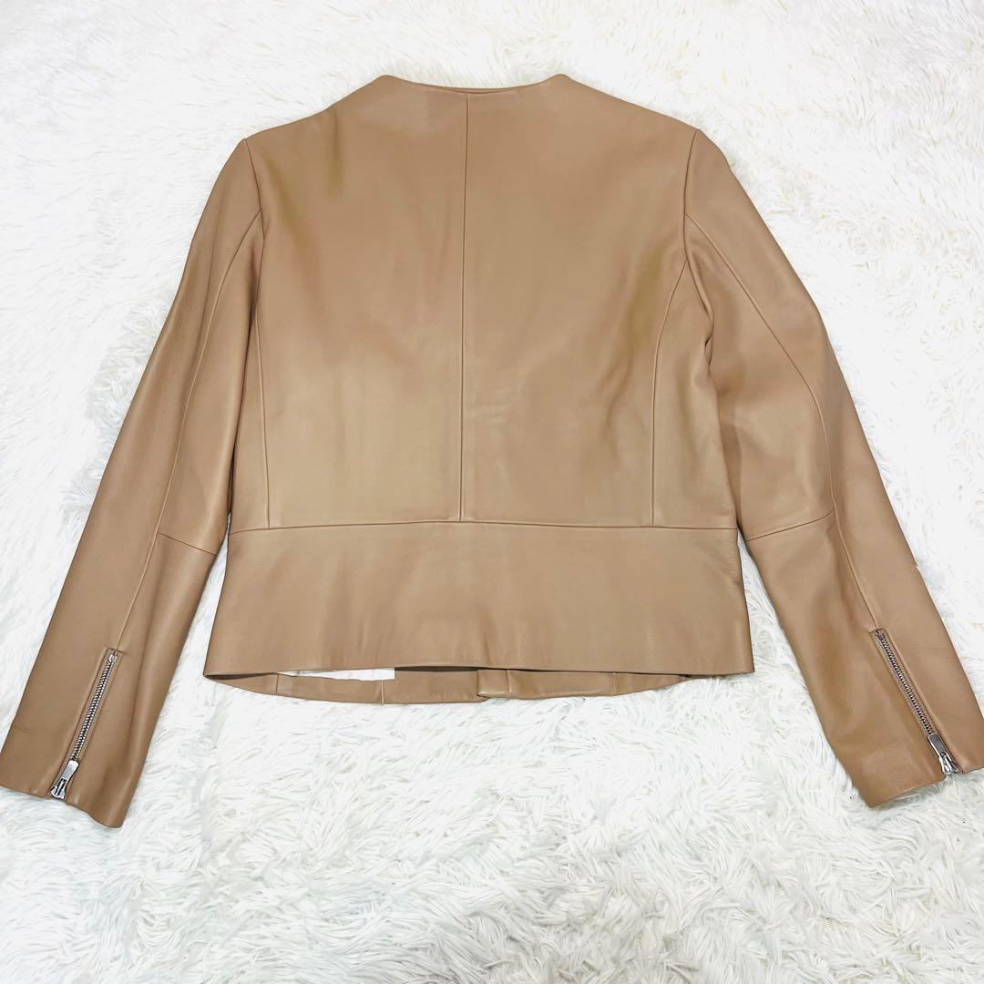 あやぼん様 ユナイテッドアローズ ノーカラーレザージャケット 羊革 ベージュ40